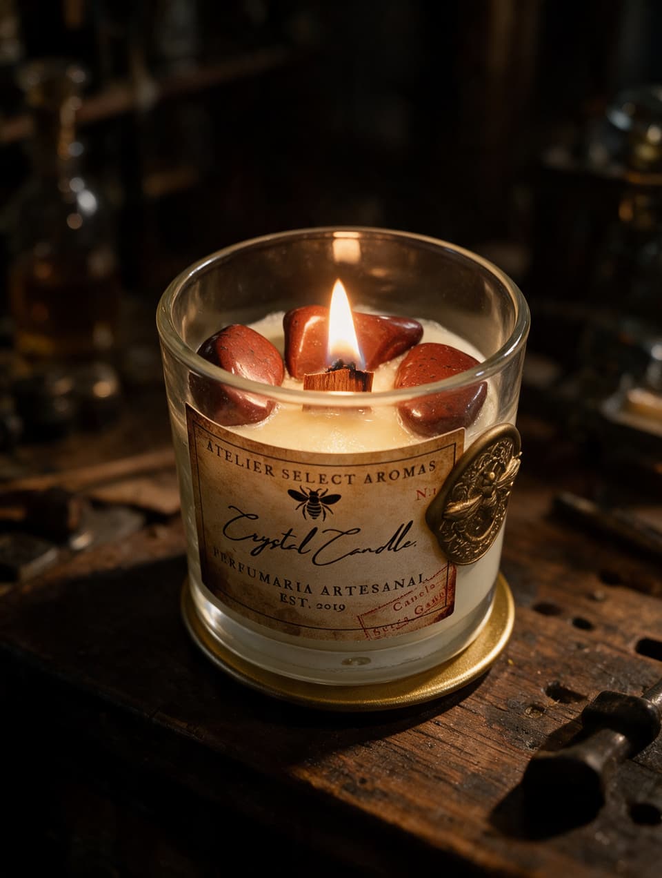 Crystal Candle Jaspe Vermelho